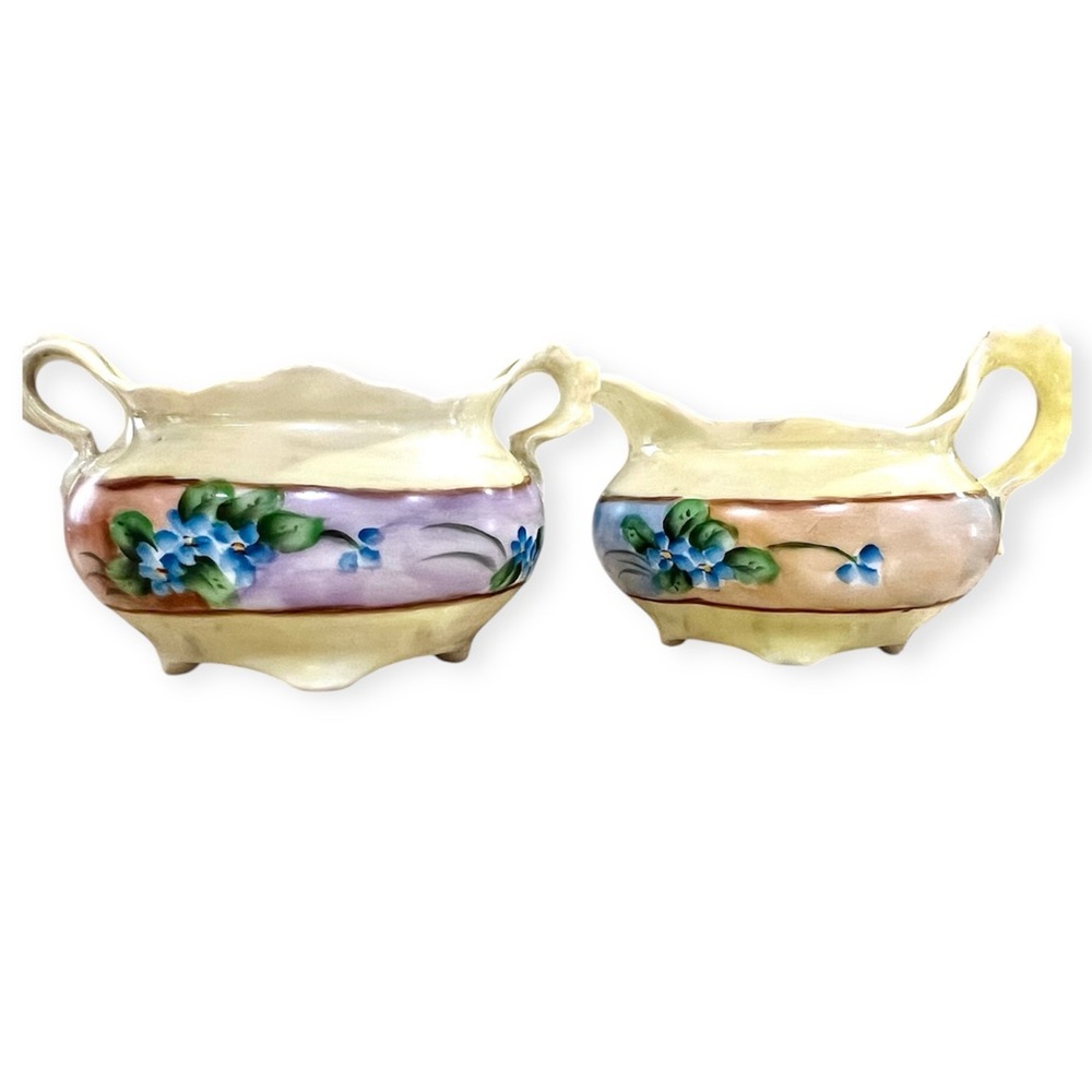 Vintage Hand Painted Porcelain Imperial PSL Austria Cream and Sugar Set